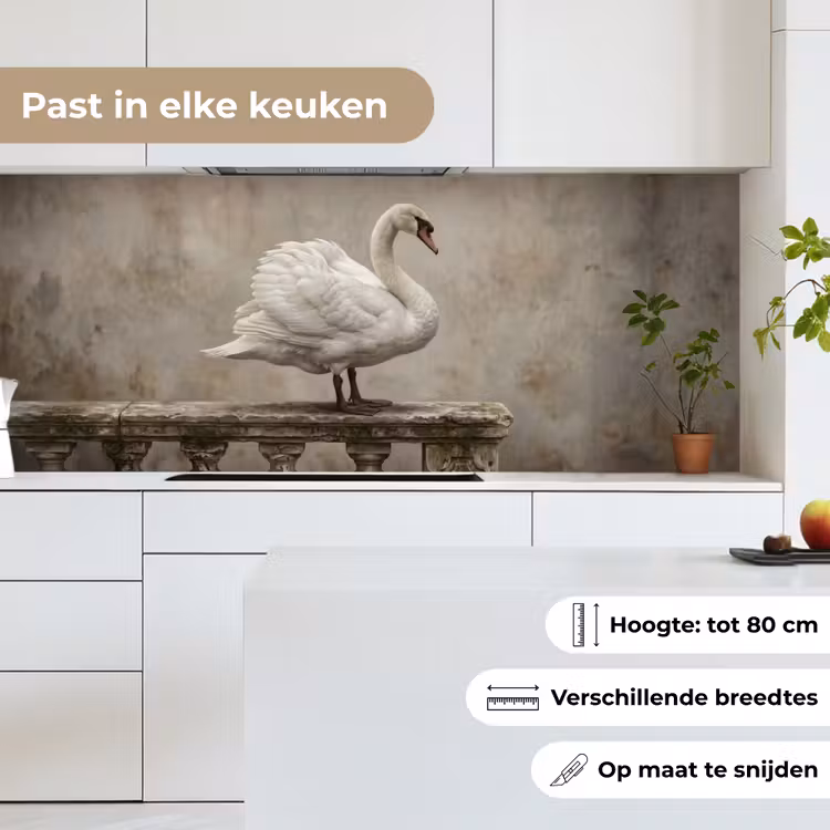 Keuken achterwand - Zwaan - Elegant - Dieren - Wit — 7