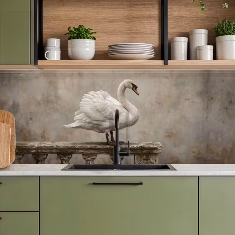 Keuken achterwand - Zwaan - Elegant - Dieren - Wit — 8