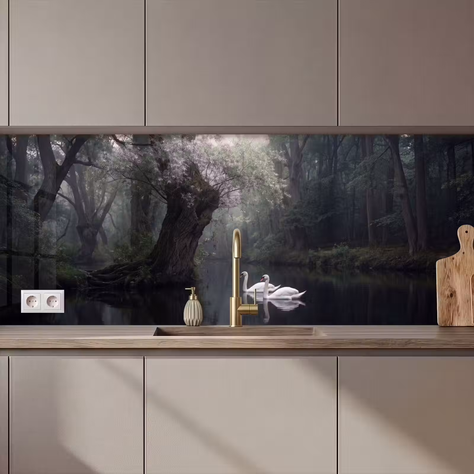 Keuken achterwand - Zwanen - Rivier - Bos — 1