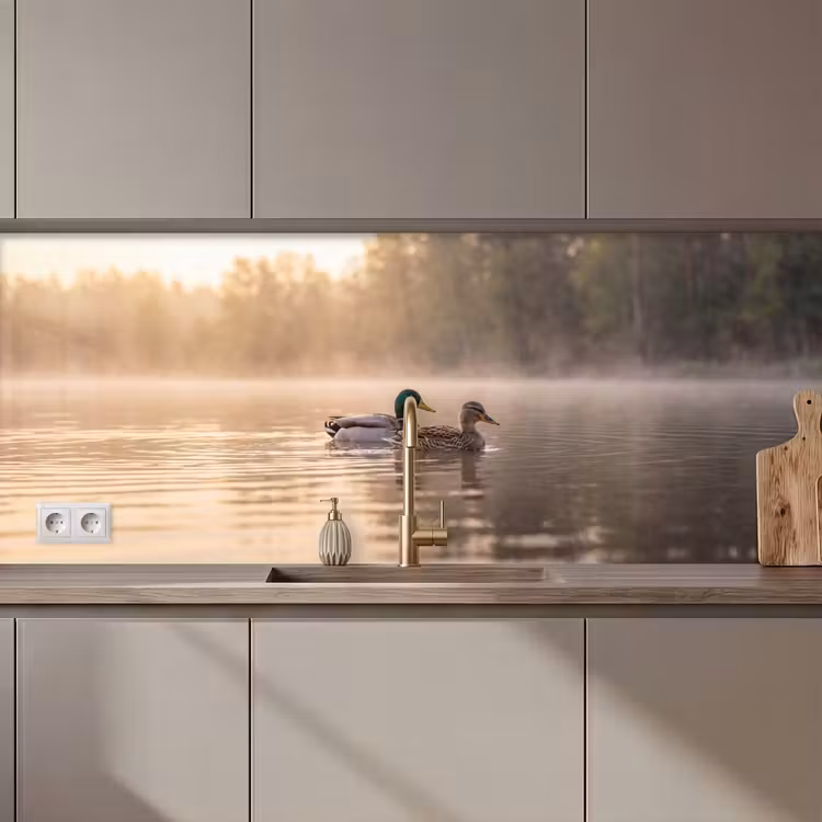Keuken achterwand - Eenden - Water - Mist - Natuur — 1