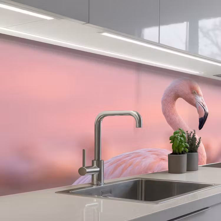 Keuken achterwand - Flamingo - Portret - Roze — 2