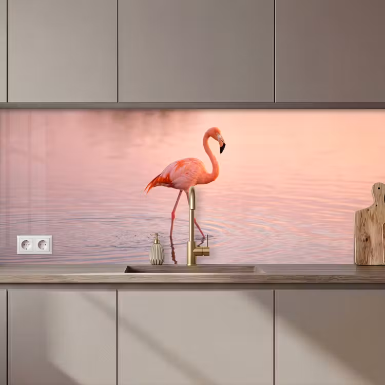 Keuken achterwand - Flamingo - Water - Roze — 1