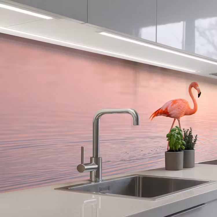Keuken achterwand - Flamingo - Water - Roze — 2