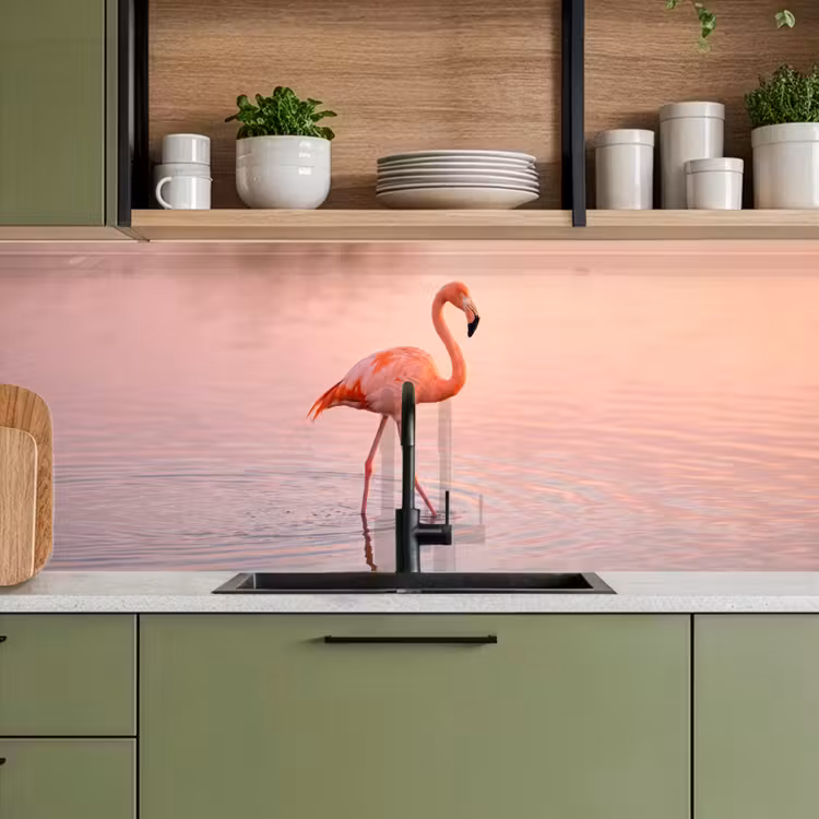 Keuken achterwand - Flamingo - Water - Roze — 8