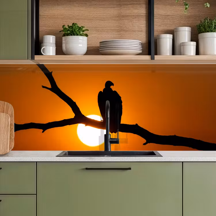 Keuken achterwand - Gier - Tak - Zon - Oranje — 8