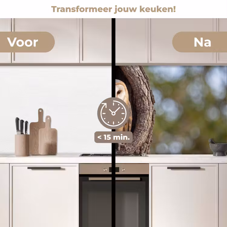 Keuken achterwand - Kerkuil - Boom - Natuur - Bruin — 3