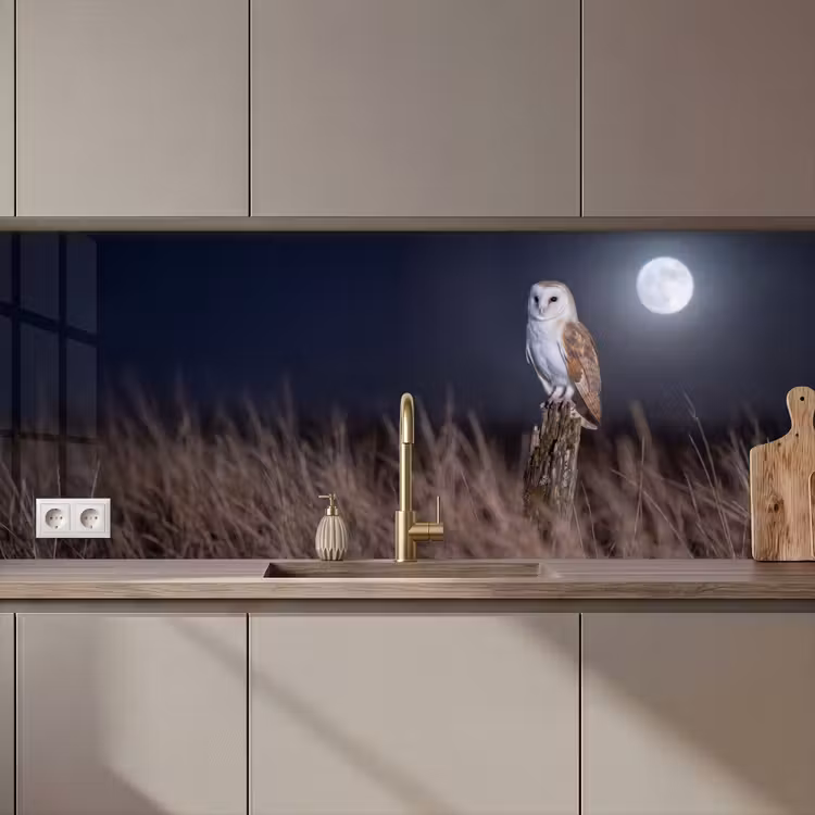 Keuken achterwand - Kerkuil - Maan - Nacht — 1