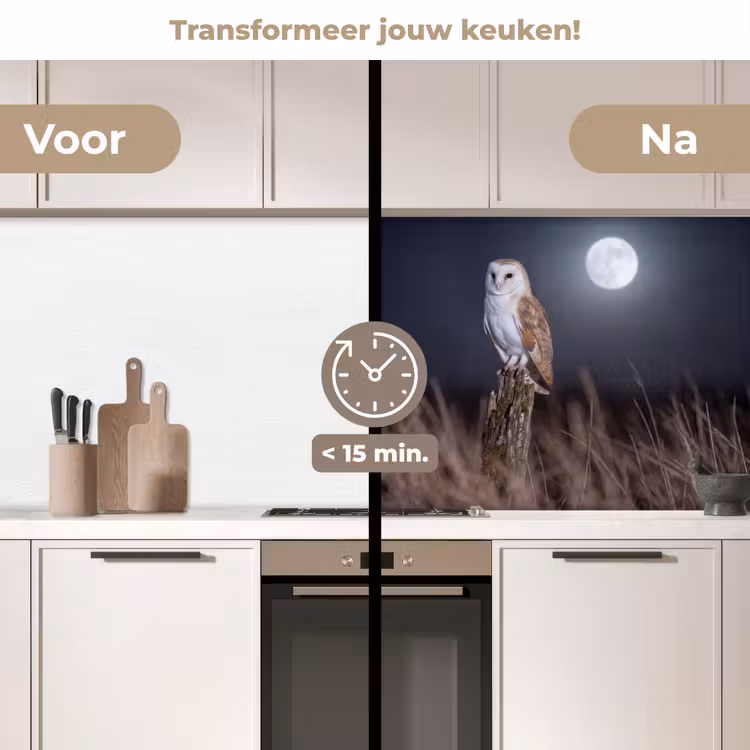 Keuken achterwand - Kerkuil - Maan - Nacht — 3