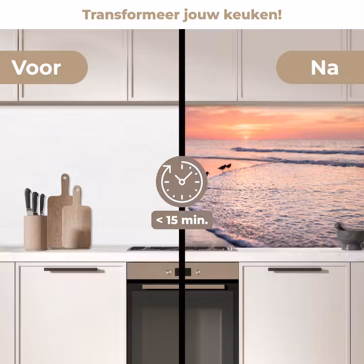 Keuken achterwand - Meeuwen - Strand - Zee - Roze — 3