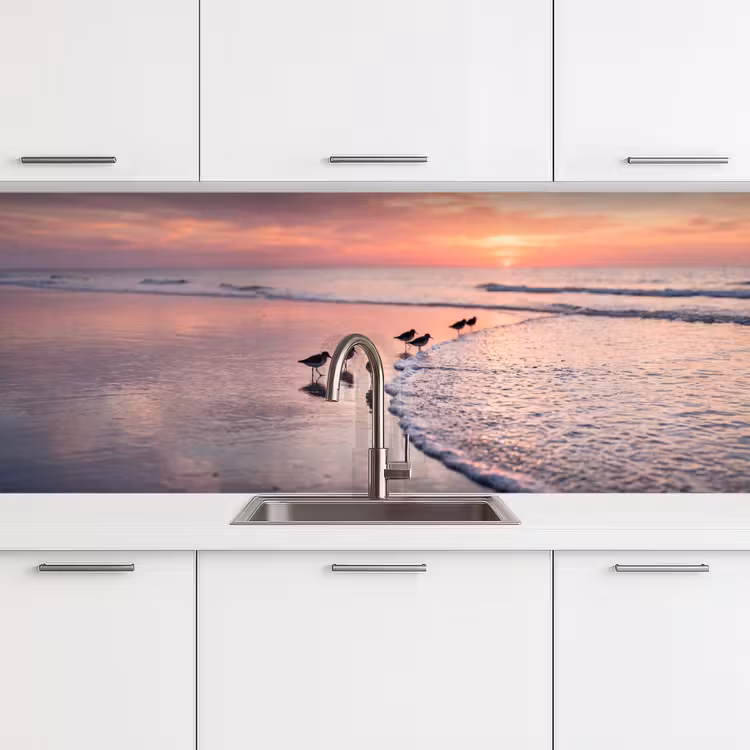 Keuken achterwand - Meeuwen - Strand - Zee - Roze — 4