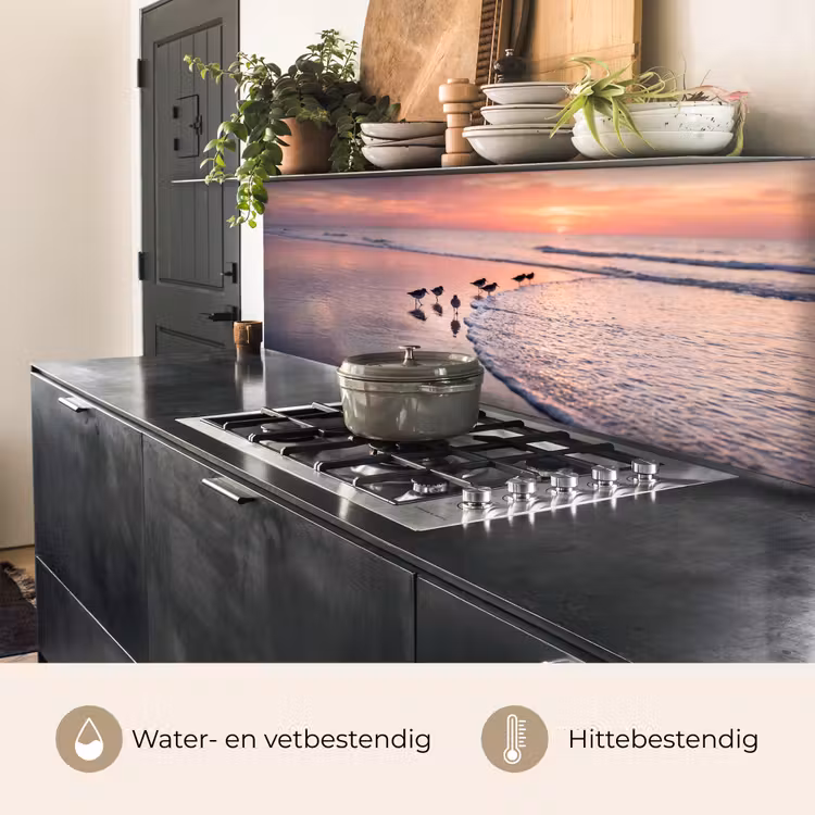Keuken achterwand - Meeuwen - Strand - Zee - Roze — 5