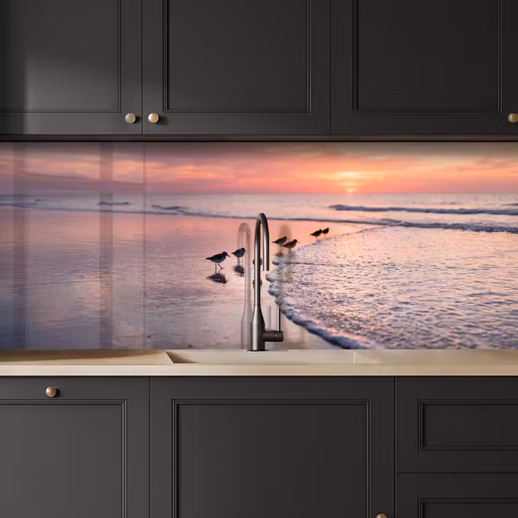 Keuken achterwand - Meeuwen - Strand - Zee - Roze — 6