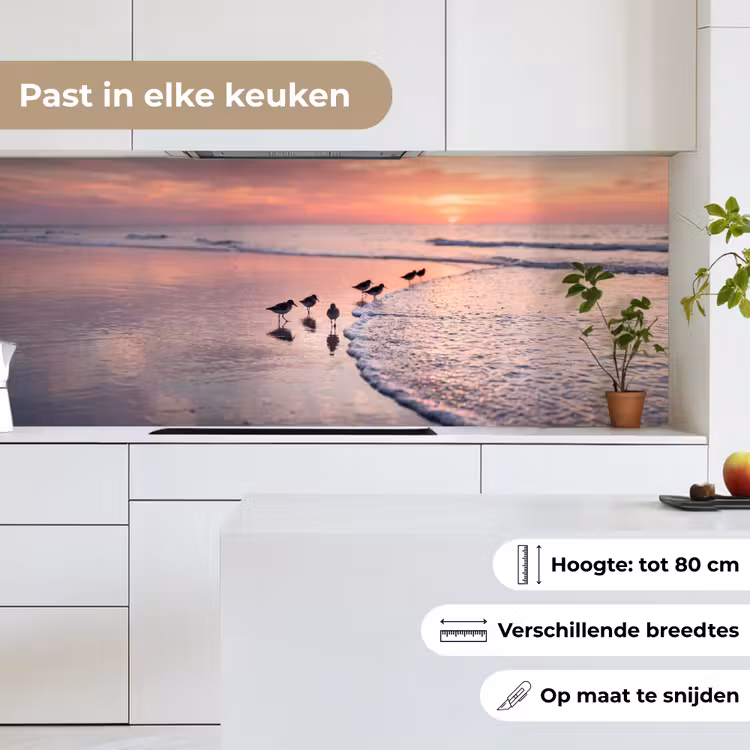 Keuken achterwand - Meeuwen - Strand - Zee - Roze — 7
