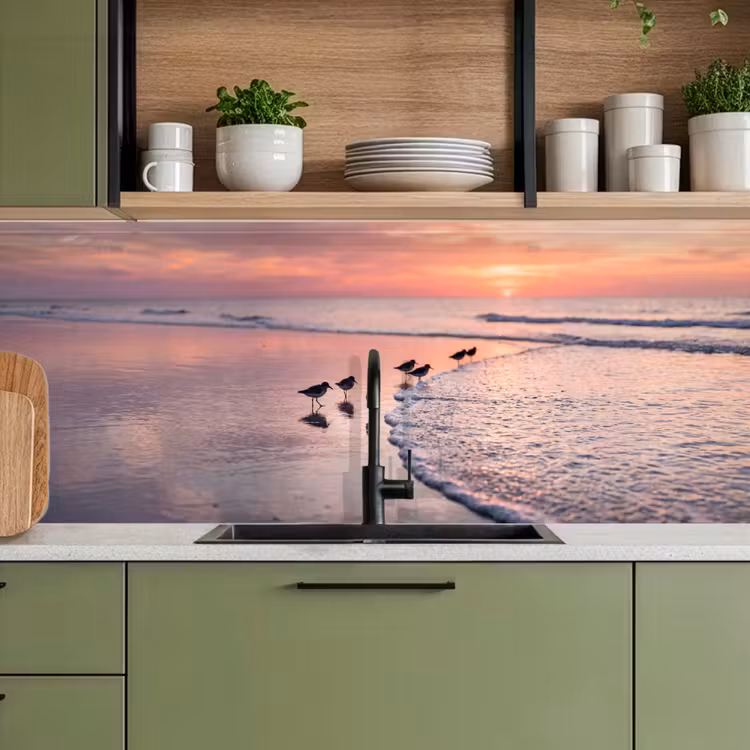 Keuken achterwand - Meeuwen - Strand - Zee - Roze — 8
