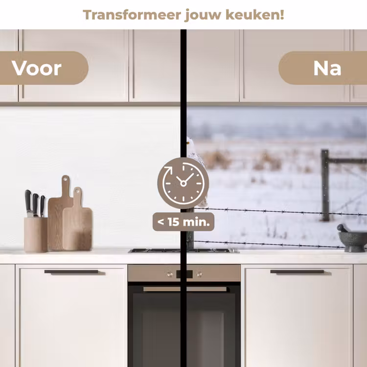 Keuken achterwand - Sneeuwuil - Hek - Sneeuw - Wit — 3