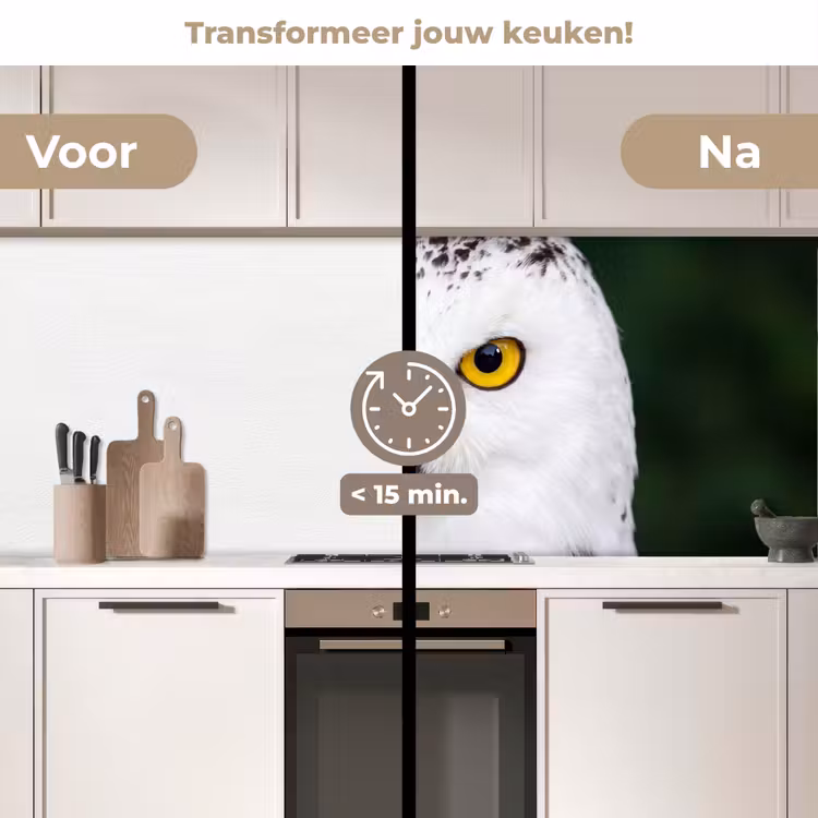 Keuken achterwand - Sneeuwuil - Portret - Geel — 3
