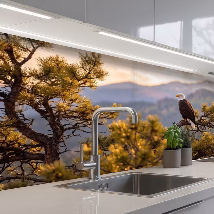 Keuken achterwand - Zeearend - Boom - Bergen - Groen — 2