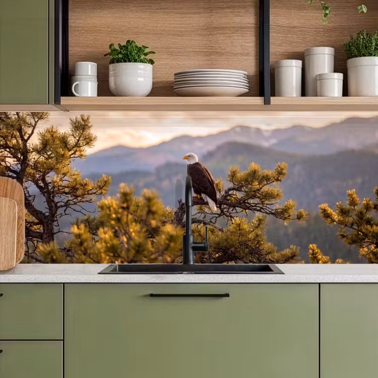 Keuken achterwand - Zeearend - Boom - Bergen - Groen — 8