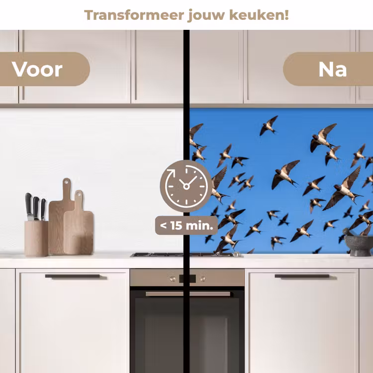 Keuken achterwand - Zwaluwen - Vliegen - Blauw — 3