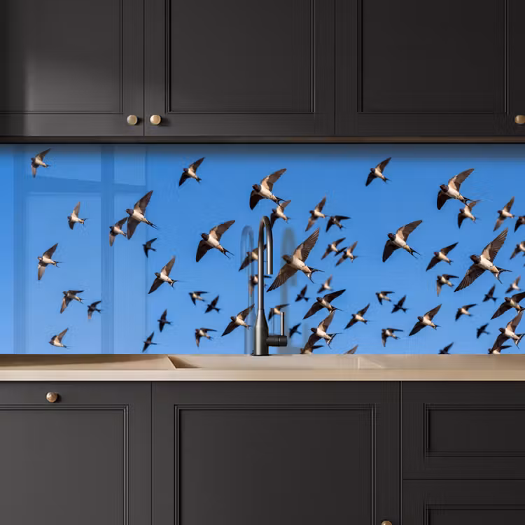 Keuken achterwand - Zwaluwen - Vliegen - Blauw — 6