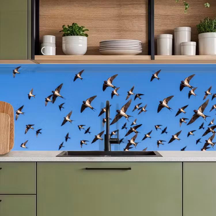 Keuken achterwand - Zwaluwen - Vliegen - Blauw — 8