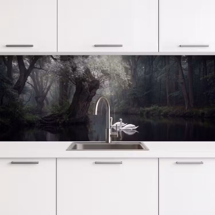 Keuken achterwand - Zwanen - Rivier - Bos — 4