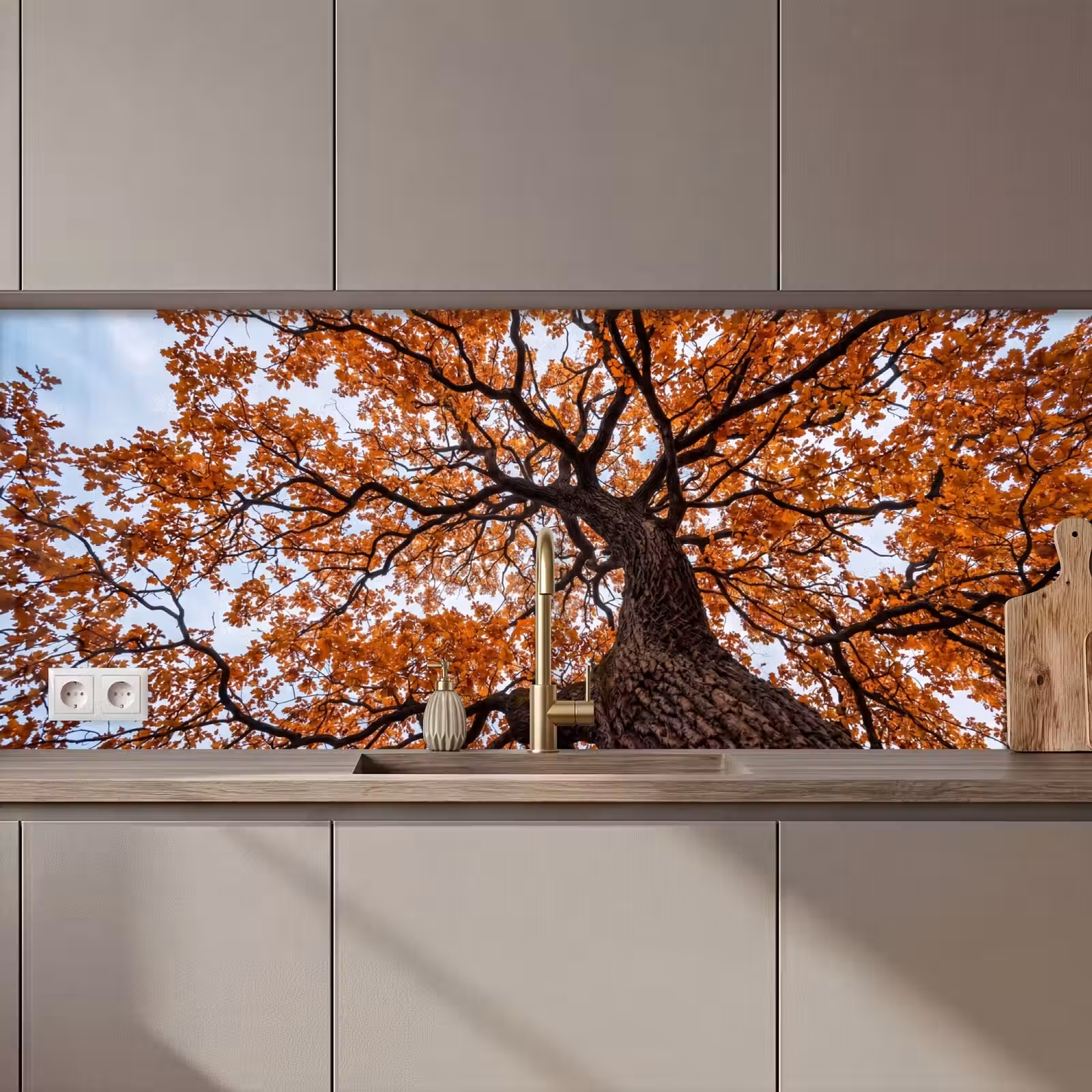 Keuken achterwand - Boom - Bladerdak - Herfst - Oranje - Sfeervol — 1