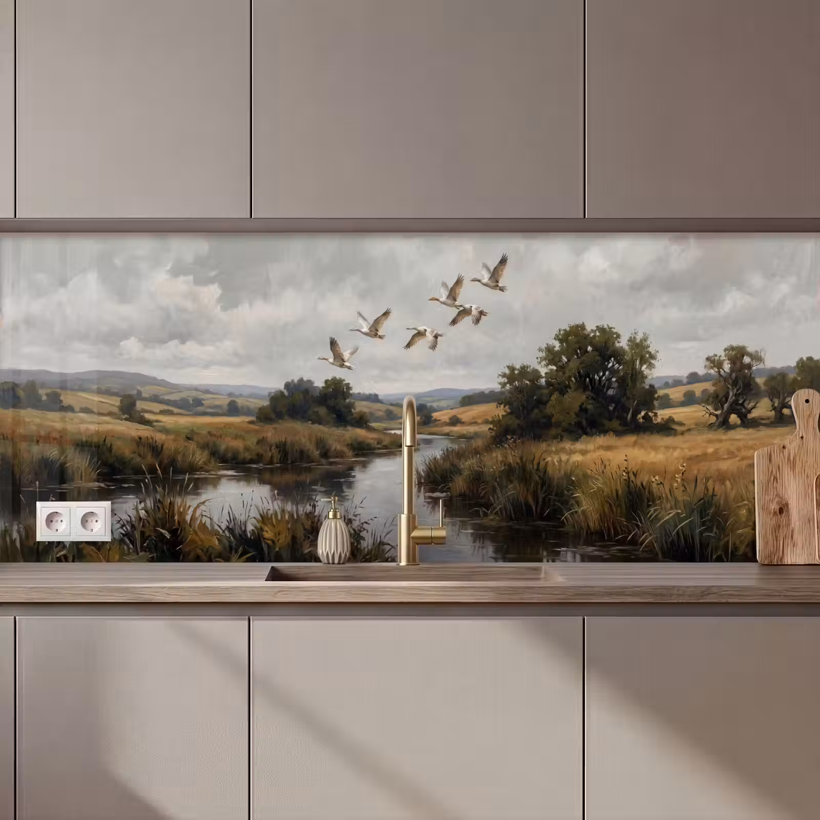 Keuken achterwand - Eenden - Rivier - Landschap - Vlucht - Nostalgisch — 1