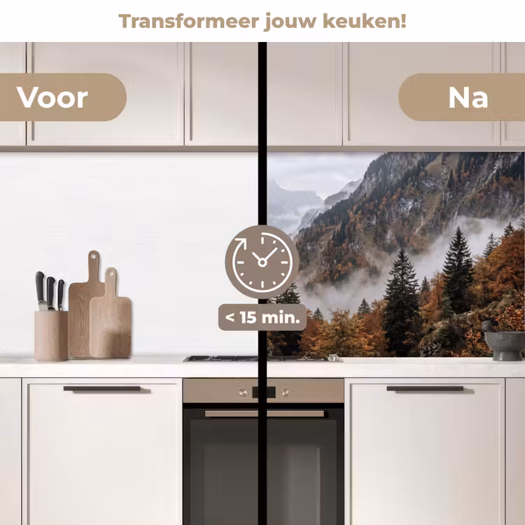 Keuken achterwand - Bergen - Vallei - Mist - Herfst - Natuur — 3