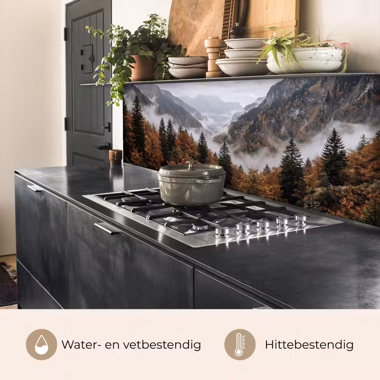 Keuken achterwand - Bergen - Vallei - Mist - Herfst - Natuur — 5