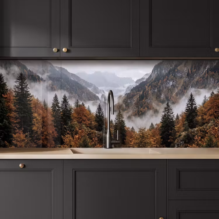 Keuken achterwand - Bergen - Vallei - Mist - Herfst - Natuur — 6