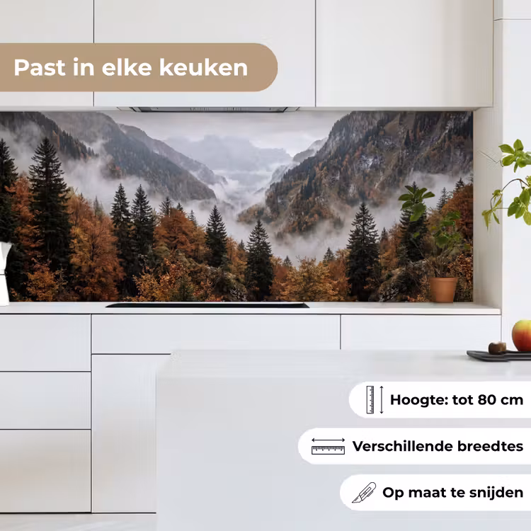 Keuken achterwand - Bergen - Vallei - Mist - Herfst - Natuur — 7