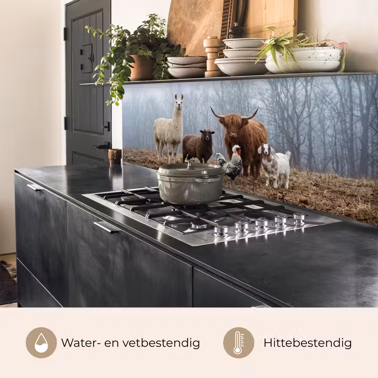 Keuken achterwand - Boerderijdieren - Groep - Mist - Natuur - Rustiek — 5