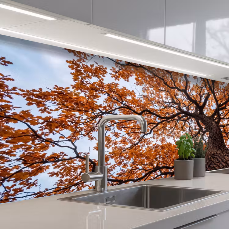 Keuken achterwand - Boom - Bladerdak - Herfst - Oranje - Sfeervol — 2