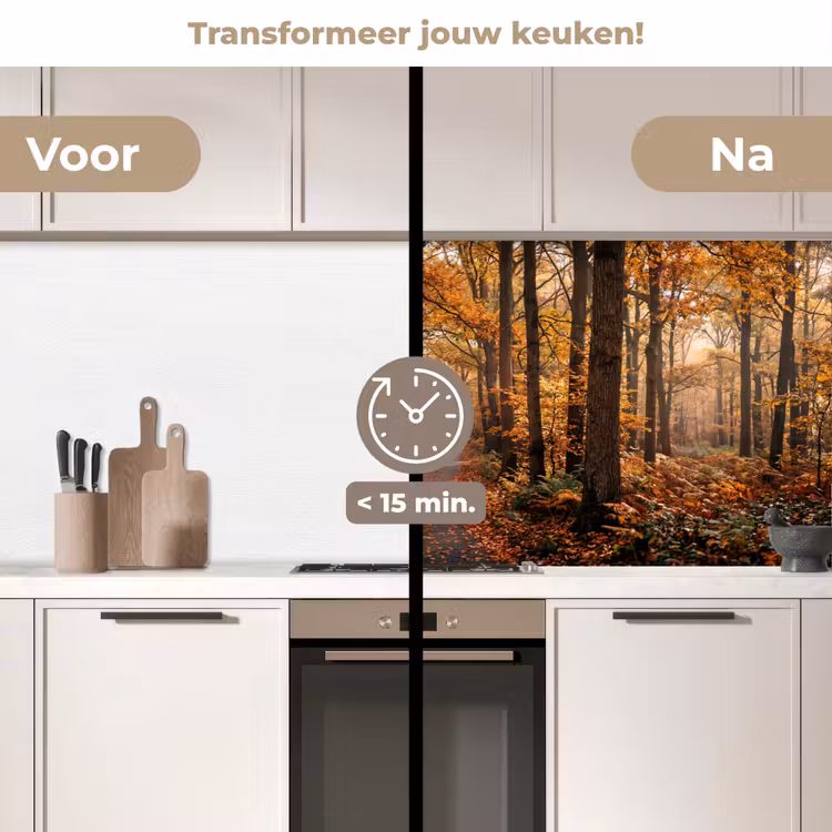 Keuken achterwand - Bospad - Herfstbos - Bladeren - Oranje - Nostalgisch — 3