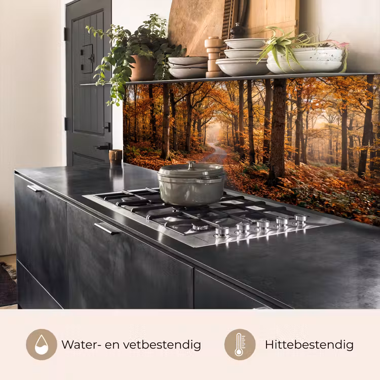 Keuken achterwand - Bospad - Herfstbos - Bladeren - Oranje - Nostalgisch — 5