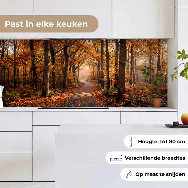Keuken achterwand - Bospad - Herfstbos - Bladeren - Oranje - Nostalgisch — 7
