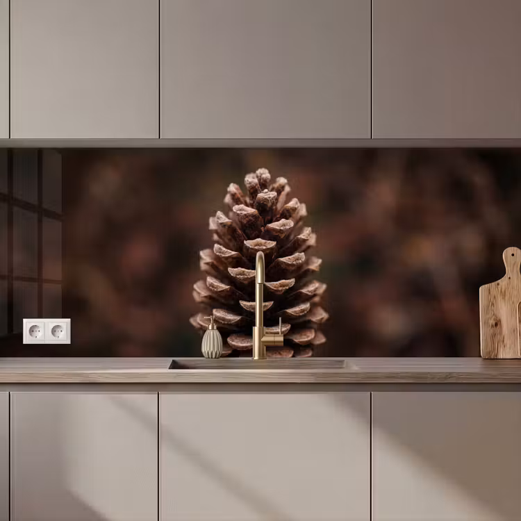 Keuken achterwand - Dennenappel - Bos - Herfst - Bruin - Sfeervol — 1