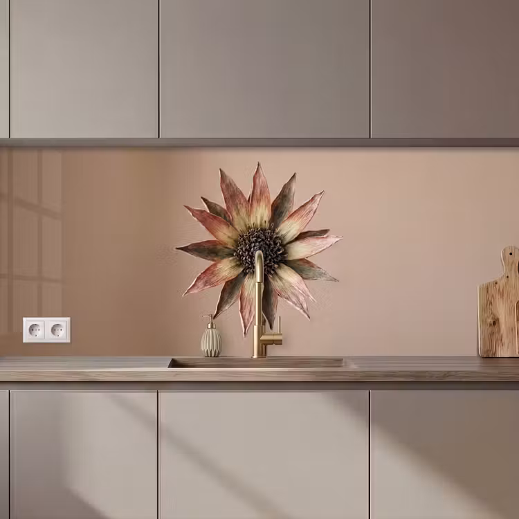 Keuken achterwand - Droogbloem - Protea - Vintage - Beige - Rustiek — 1