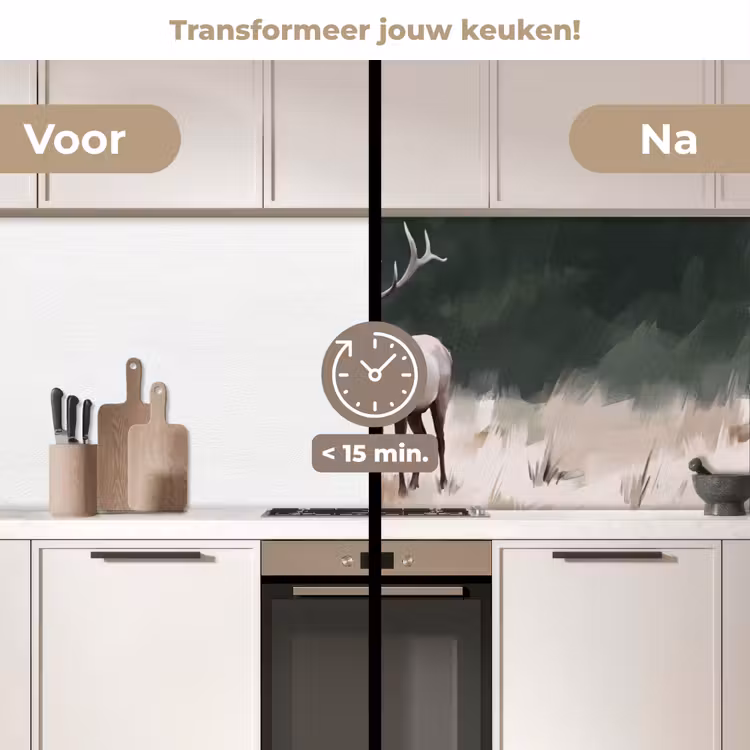 Keuken achterwand - Edelhert - Gewei - Schildering - Rustiek — 3