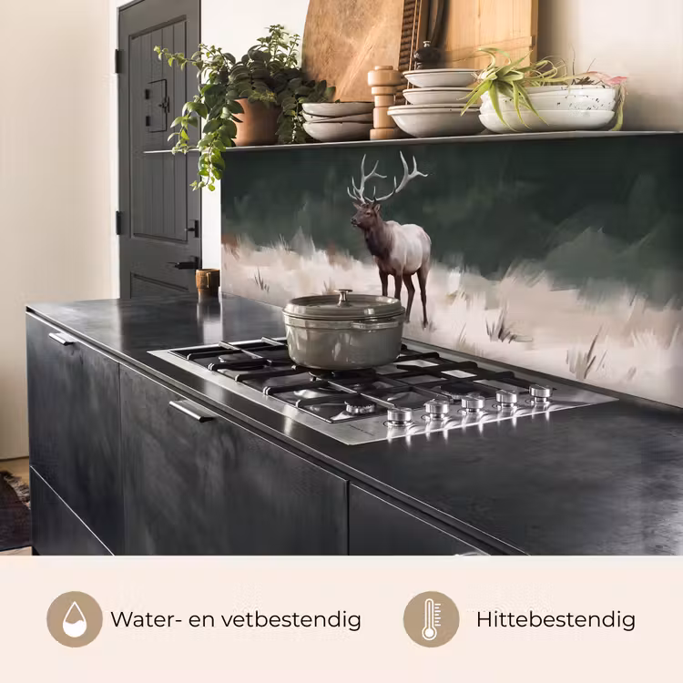 Keuken achterwand - Edelhert - Gewei - Schildering - Rustiek — 5