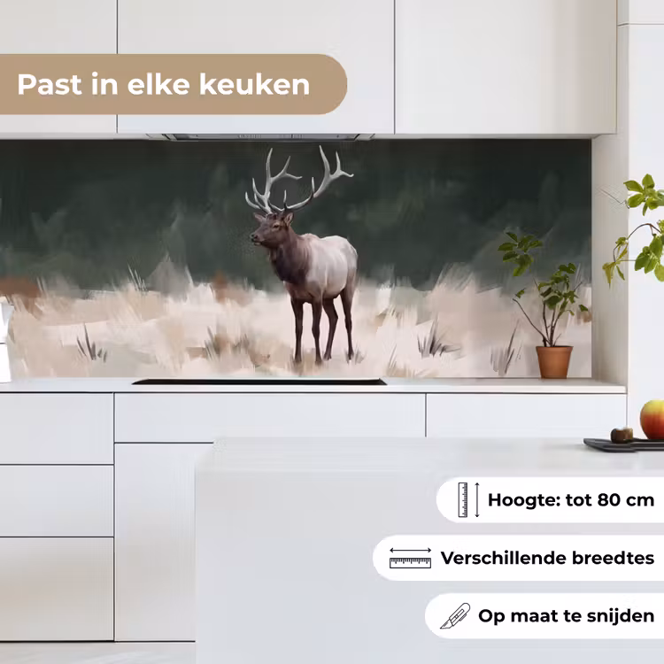 Keuken achterwand - Edelhert - Gewei - Schildering - Rustiek — 7