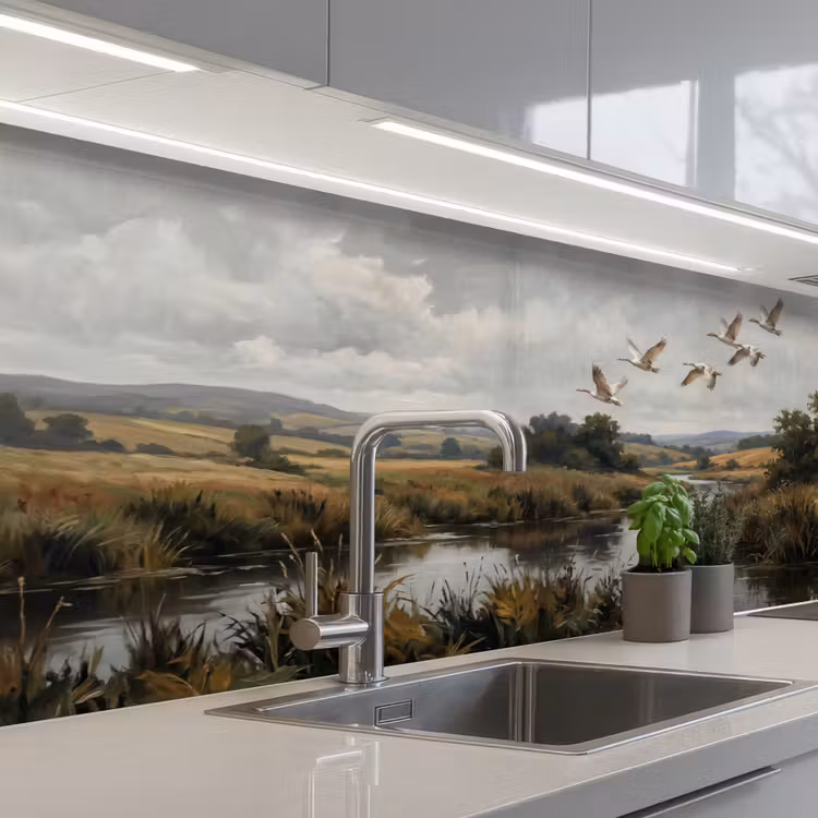 Keuken achterwand - Eenden - Rivier - Landschap - Vlucht - Nostalgisch — 2