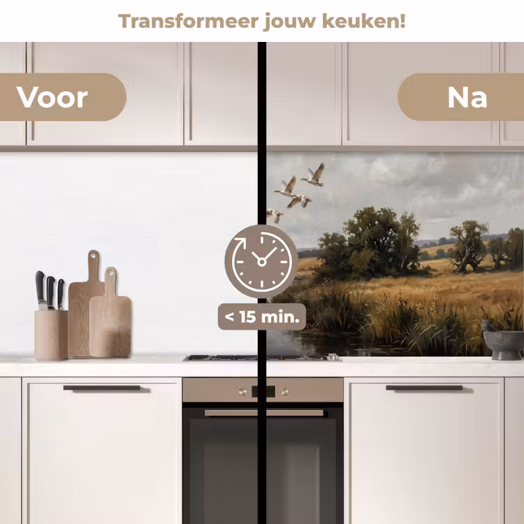 Keuken achterwand - Eenden - Rivier - Landschap - Vlucht - Nostalgisch — 3