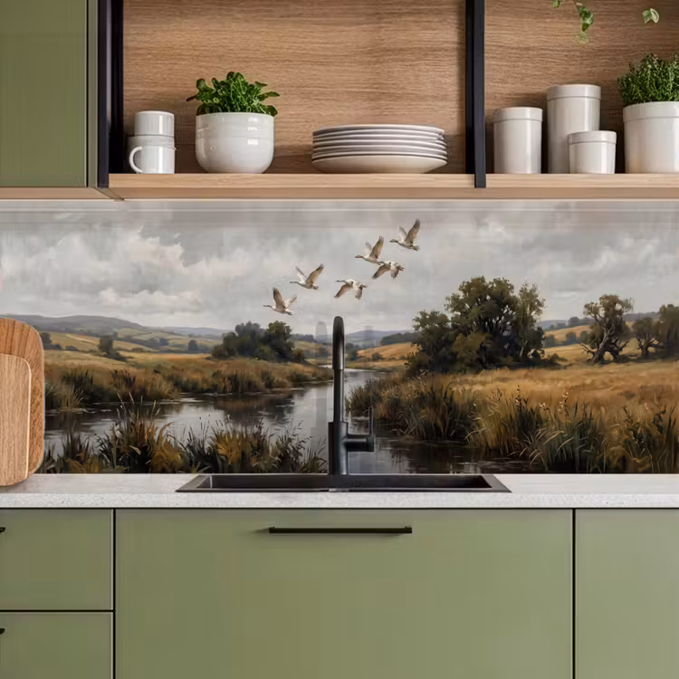 Keuken achterwand - Eenden - Rivier - Landschap - Vlucht - Nostalgisch — 8