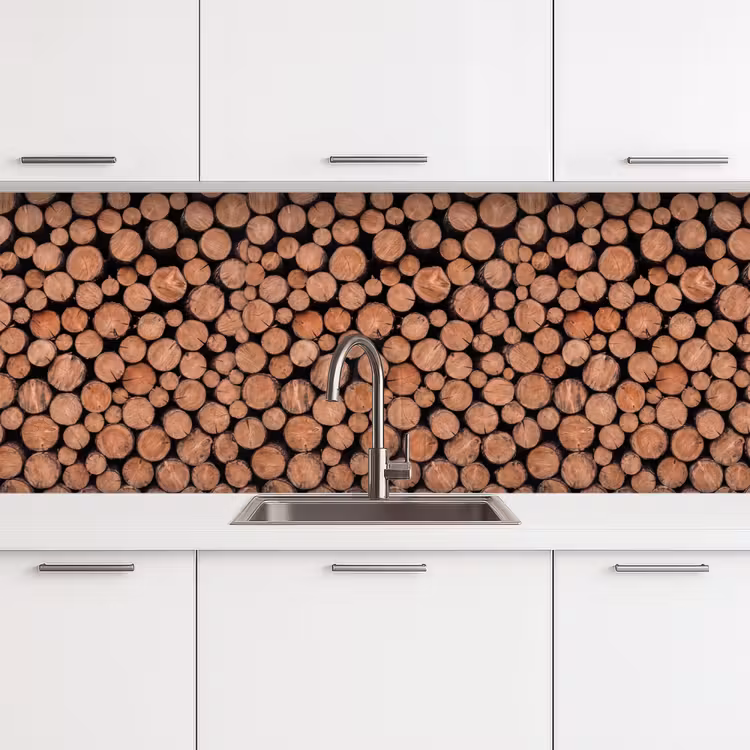 Keuken achterwand - Houtblokken - Textuur - Patroon - Bruin - Rustiek — 4