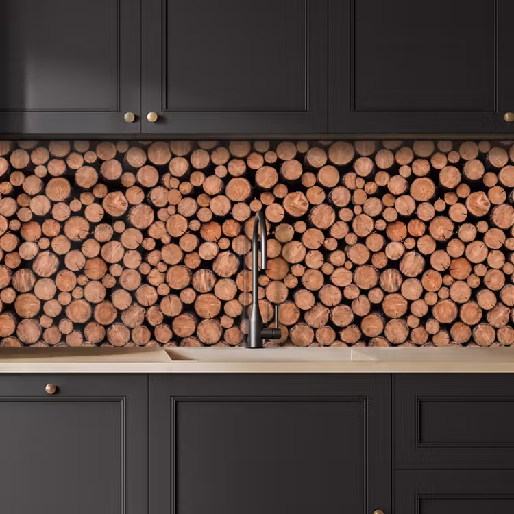 Keuken achterwand - Houtblokken - Textuur - Patroon - Bruin - Rustiek — 6