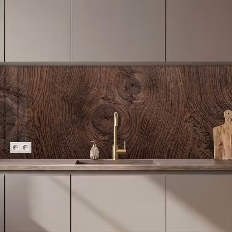 Keuken achterwand - Houtnerf - Textuur - Patroon - Bruin - Rustiek — 1