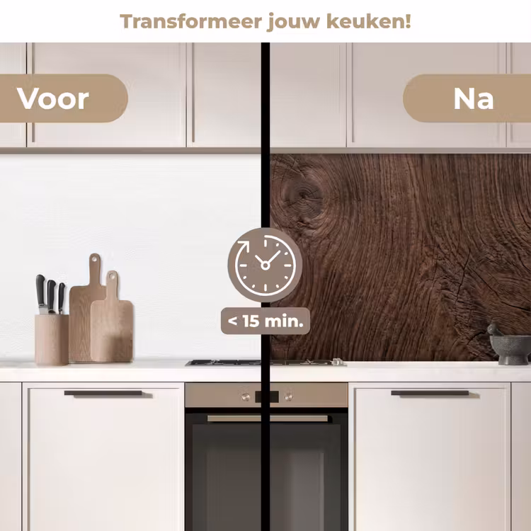 Keuken achterwand - Houtnerf - Textuur - Patroon - Bruin - Rustiek — 3