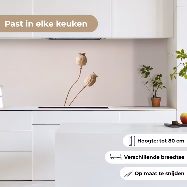 Keuken achterwand - Papaverbollen - Droogbloemen - Minimalistisch - Beige - Rustig — 7